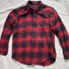 ニコアンド　ブロックチェック柄 フリースシャツ レッド ブラック