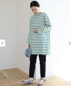 BEAMS BOY / ボーダー スーパービッグ ボートネック カットソーのサムネイル