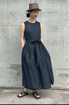 ４５R 新品未使用　完売品　麦比古デニムのラップドレス（濃）　サイズ０ 45R 新品未使用 完売品 麦比古デニムのラップドレス（濃） サイズ0