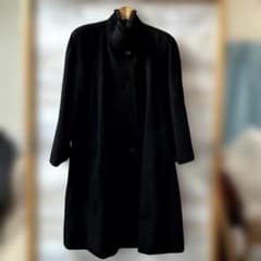 カシミヤ100％ ロングコート リアルファー付き立ち襟 Aライン 9号