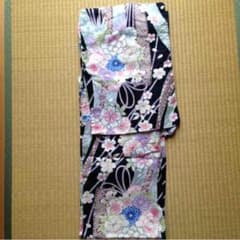 着用1回 個性的　浴衣 紺色のサムネイル