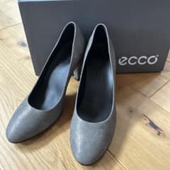 ECCO エコー パンプス 36 グレー ゴールドラメ 9cmヒール