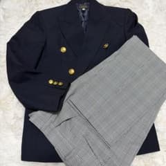 キッズ フォーマルスーツ140ダブル 金ボタンチェックパンツ，男の子入学式のサムネイル