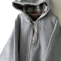 ジャンスポーツ ハーフジップ チェック肉厚 スウェット パーカー L