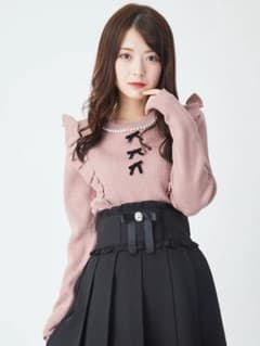 Ank Rouge アンクルージュ ピンク パールリボンTOPS ピンクのサムネイル