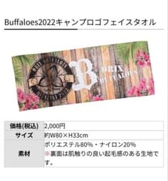 【新品未開封品】オリックス・バファローズ 2022 キャンプ ロゴフェイスタオルのサムネイル