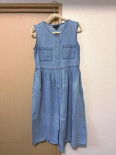 【古着】MIZZ LIZZ デニム ノースリーブ レトロ ワンピース Mのサムネイル
