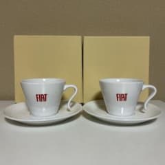 新品 FIAT フィアット ロゴ入り カップ＆ソーサー 2客セット 非売品 