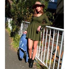 ANAPリブワンピース カーキのサムネイル