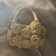 ハンドメイド 編み物 バック　ハンドバッグ　薔薇モチーフのサムネイル