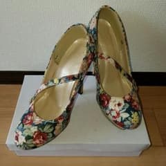 ❗Anemone様専用❗Ssize　ネイビー花柄ヒールのサムネイル