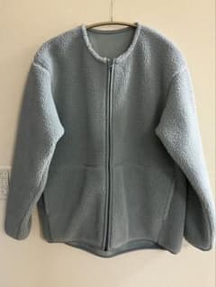 【美品】　無印良品　ボアフリースジャケット　ブルー　レディース　Lのサムネイル