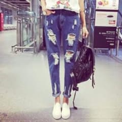 【再入荷☆】M 春定番 デニムパンツ クラッシュ ダメージ△のサムネイル