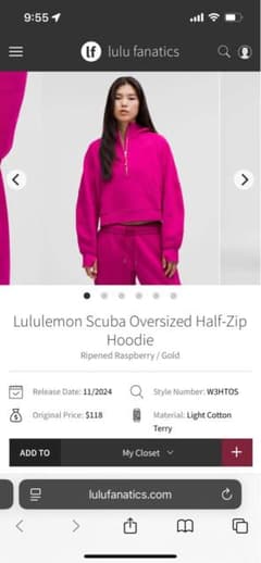 Lululemon Scuba オーバーサイズハーフジップフーディのサムネイル