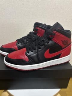 ニ*ケ様 NIKE AIR JORDAN 1 MID BLACK RED 黒赤のサムネイル