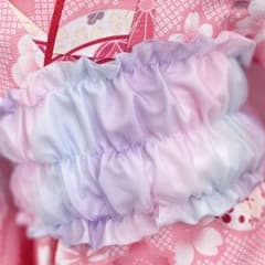 Yukata for girls, pre-tied obi, crinkled elastic obi, cute hair ornament, kimono, handmade.