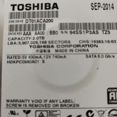 2TB HDD TOSHIBA　動作品のサムネイル