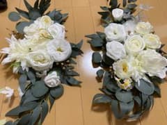 造花 スワッグ 2点セット ホワイト＆ユーカリ