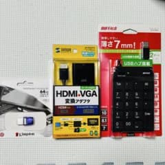 USB 메모리 64GB, HDMI-VGA 어댑터, 숫자 키패드 신품 3품 세트