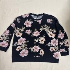 【大きいサイズ】2XL 花柄 トップス 長袖 ブラック ピンク フラワー柄のサムネイル