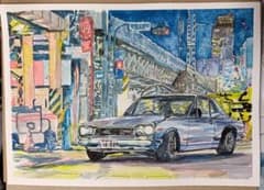 Hakosuka GT-R Tokyo Night ペン水彩画 原画 A4サイズ - メルカリ