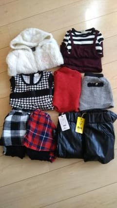 着払の為値下、冬服お得な女の子10点セット90㎝のサムネイル