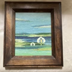 優佳良織 ユーカラ織 木製フレーム 水芭蕉 織物アート 約20x25cm 