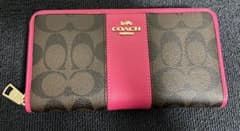 COACHコーチ長財布　シグネチャーブラウンピンクのサムネイル