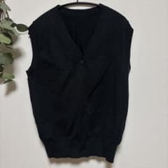美品✨ブラックニットベスト ジレ ビスチェ ベスト 学校制服 インナー 寒さ対策
