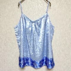 ジョージ 花柄 キャミソール ストレート裾 2XL 青 ポリエステル ゆったりのサムネイル