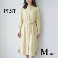 【美品】PLST ダブルジョーゼットワンピース 紐ベルト付き Mのサムネイル