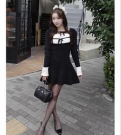 Darich リボンファーフレアニットミニワンピース - メルカリ