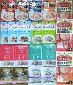 ⑤ 猫ちゃんのフード＆おやつ たっぷり 20点セットのサムネイル