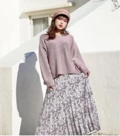 【ダーリッチ】ニット＆ペイントフラワープリーツスカートのサムネイル