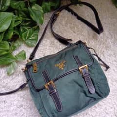 激レア！ プラダ PRADA ショルダーバッグ レシートナイロン グリーン 
