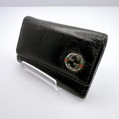 GUCCI】キーケース ブラック インターロッキングG レザーGGロゴ 6連