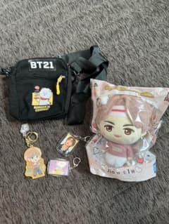 미사용 BTS TinyTAN 봉제 인형 키 체인 숄더 세트