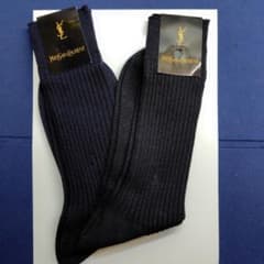 Yves Saint Laurent メンズ ソックス2足 ネイビー・ブラック - メルカリ