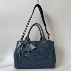 PRADA デニム ハンドバッグ フラワーモチーフ 2WAY 希少 カパナ PRADA デニム ハンドバッグ フラワーモチーフ 2WAY 希少 カパナ - メルカリ