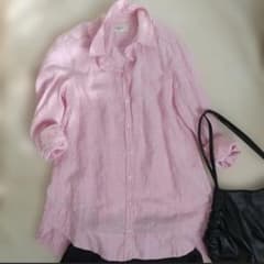マックスマーラ MAXMara リネンシャツ ストライプ ピンク バック