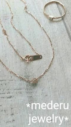 mederu jewelry　K10PG　一粒ダイヤネックレス　極細リングセットのサムネイル