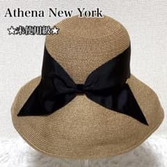 未使用　athena new york リボンハット　帽子　麦わら帽子 ☆未使用級☆ Athena New York Risako 麦わら帽子 リボン - メルカリ