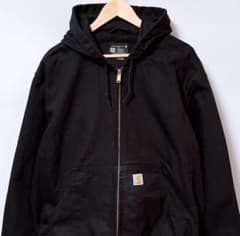 勘*郎様 【美品・USA製】カーハート ダック地 アクティブジャケット ブラック カーハート ダック地 アクティブジャケット ワークジャケット 黒 2526