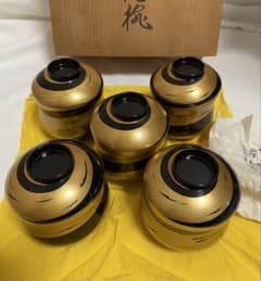 輪島塗】 吸物椀 汁椀 5客 漆器 箔蒔絵 - メルカリ