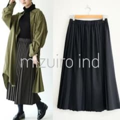 新品タグ付 mizuiro ind ウールポリエステル プリーツギャザースカート