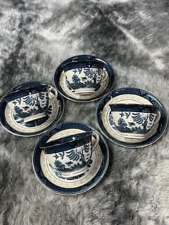 ニッコー NIKKO ダブル フェニックス 青と白の花柄ティーカップ4個