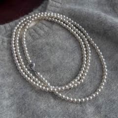 ホワイト パール ネックレス 3連 120cm 色応相談