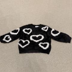ZARA キッズ ハート柄 シャギーニット 86 黒 ザラ ベビーのサムネイル