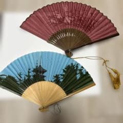 扇子 2本セット 和装小物 蝶柄 五重塔柄 紳士 女性 菖蒲 かきつばた