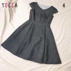 TOCCA 4 ネイビー 半袖ワンピース Vネック ツイードのサムネイル